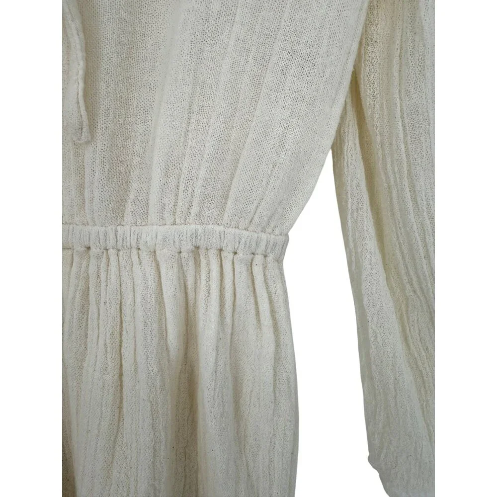 Free People Bell Sleeve Cream Romper Playsuit S| Boho Coastal Cowgirl Whimsigoth - Picture 8 of 16